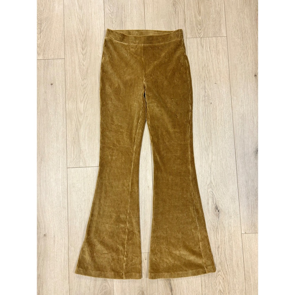 Aerie Mustard Gold Corduroy Flare Leggings High Waisted Size M Long Ribbed Pants - Picture 1 of 5